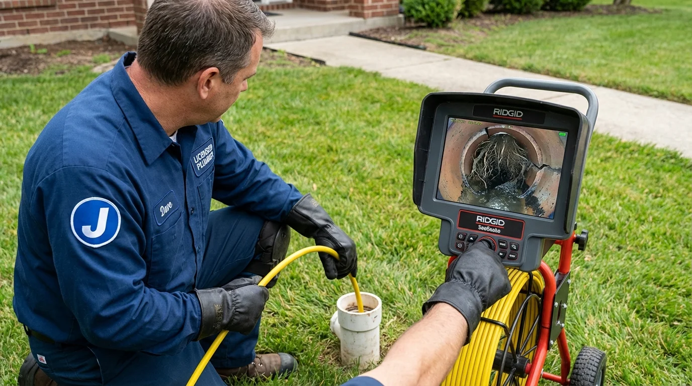 Sewer camera inspection being performed by Johns Plumbing LLC in Anza