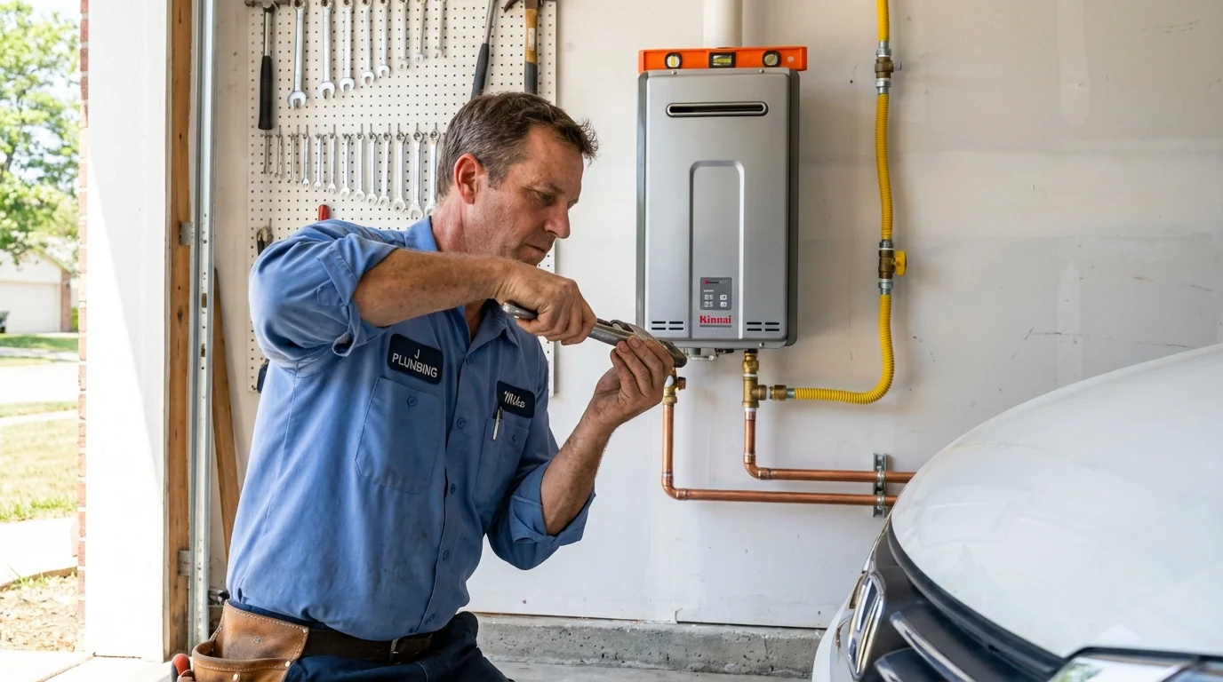 Tankless water heater installation by a Johns Plumbing LLC plumber in Anza